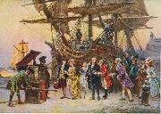 Jean Leon Gerome Ferris Franklin's Return to Philadelphia, 1785 France oil painting artist